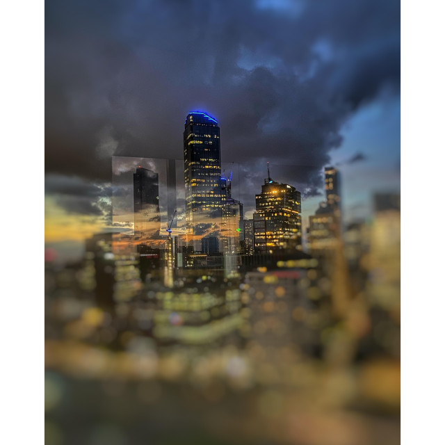 "MELBOURNE CBD IN THE MIST" stock image