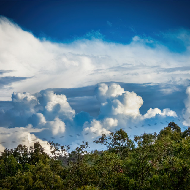 "Cumulus Clouds over the Perth Hills" stock image