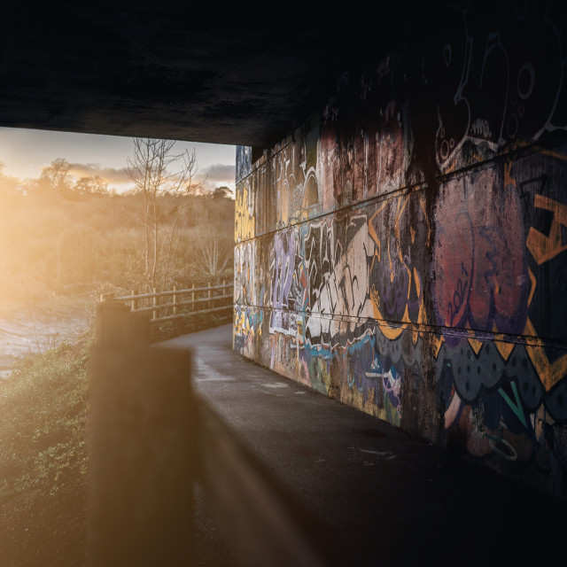 "Sunset under the underpass" by Pete Griffiths - £10.00 "Sunset under the underpass" stock image