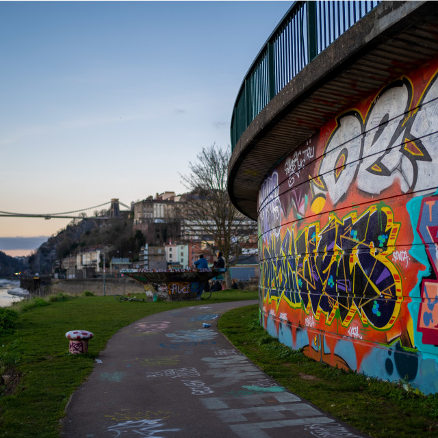 "Graffiti and the bridge" by Pete Griffiths - £10.00 "Graffiti and the bridge" stock image