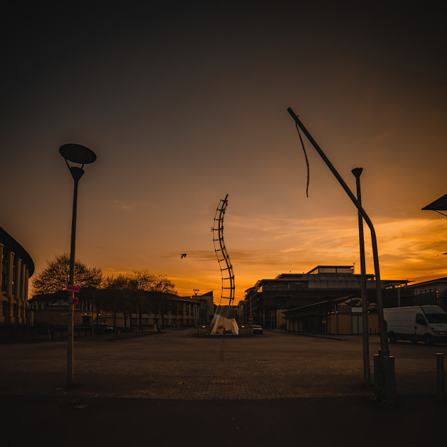 "Apocalypse over Millennium Square" by Pete Griffiths - £10.00 "Apocalypse over Millennium Square" stock image