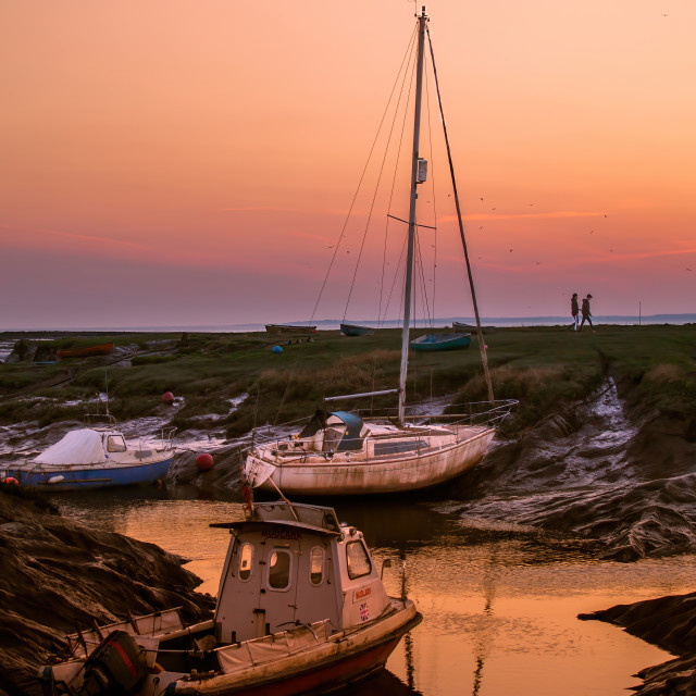 "Sunset on the boats" by Pete Griffiths - £10.00 "Sunset on the boats" stock image