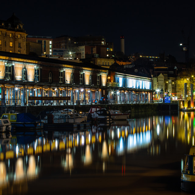 "Bristol Harbour at Night" by Pete Griffiths - £10.00 "Bristol Harbour at Night" stock image