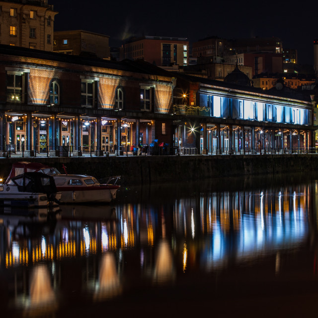"Bristol Harbour at Night" by Pete Griffiths - £10.00 "Bristol Harbour at Night" stock image