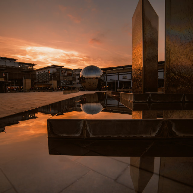 "Millennium Square Sunset" by Pete Griffiths - £10.00 "Millennium Square Sunset" stock image