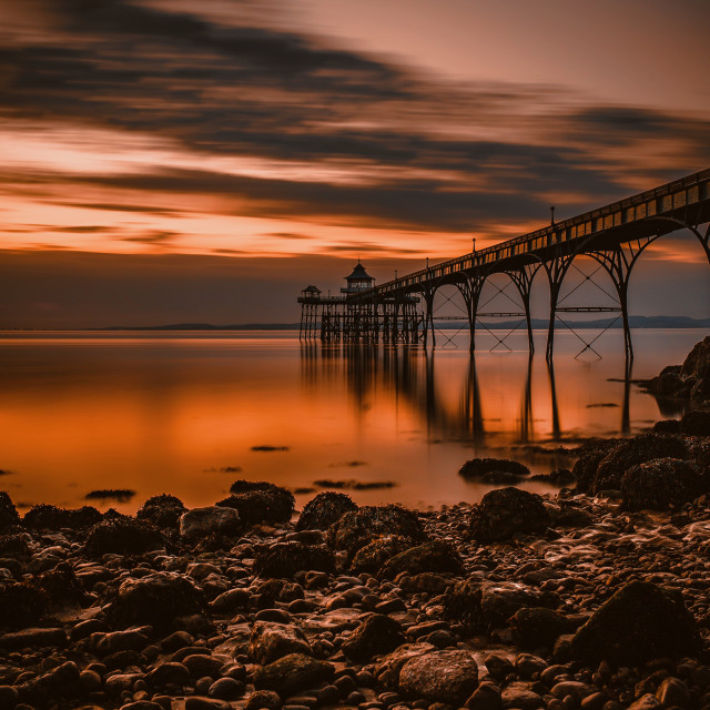 "Clevedon Pier Sunset" by Pete Griffiths - £10.00 "Clevedon Pier Sunset" stock image