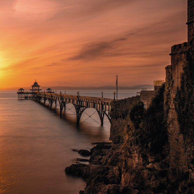 "Clevedon Sunset" by Pete Griffiths - £10.00 "Clevedon Sunset" stock image