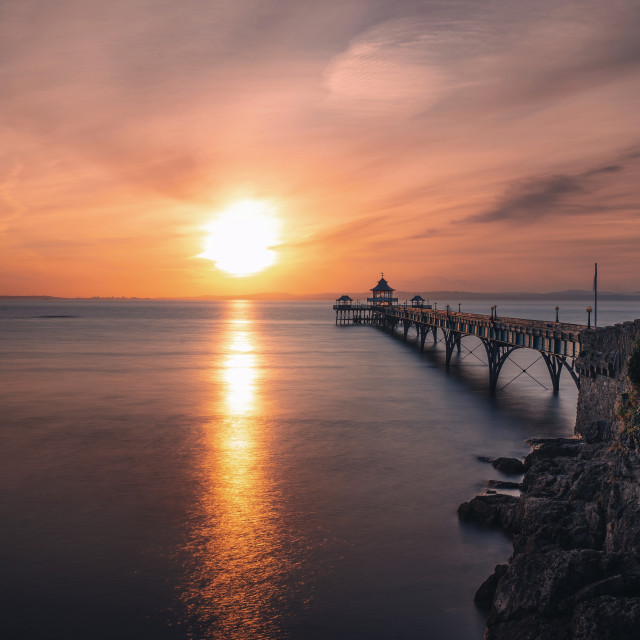 "Clevedon Sunset" by Pete Griffiths - £10.00 "Clevedon Sunset" stock image