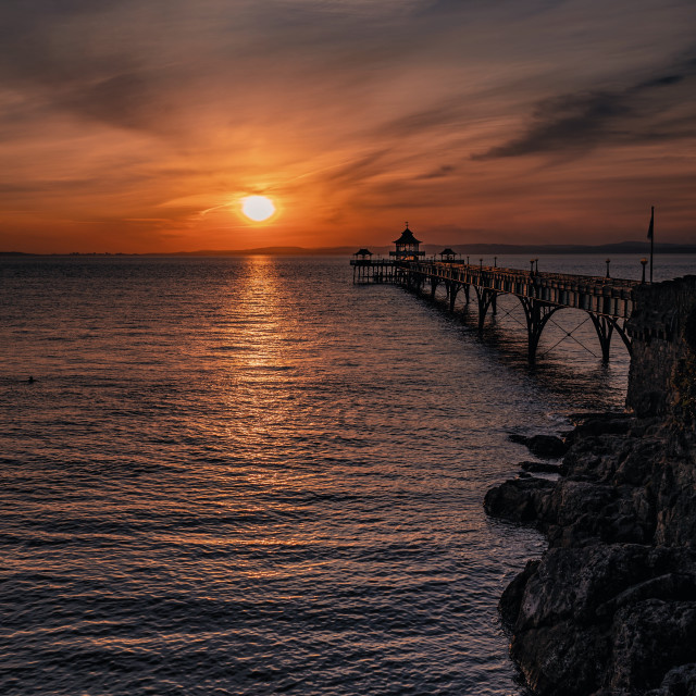 "Clevedon Sunset" by Pete Griffiths - £10.00 "Clevedon Sunset" stock image