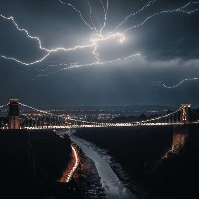 "Lightning over Bristol" by Pete Griffiths - £15.00 "Lightning over Bristol" stock image