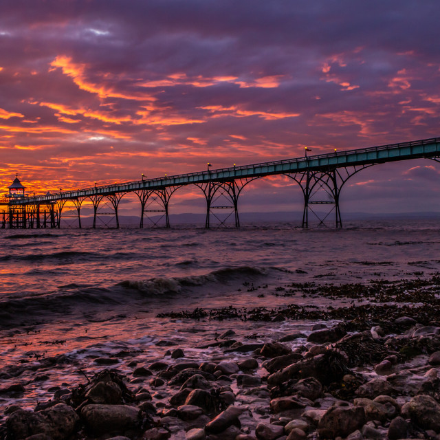 "Clevedon Sunset" by Pete Griffiths - £10.00 "Clevedon Sunset" stock image