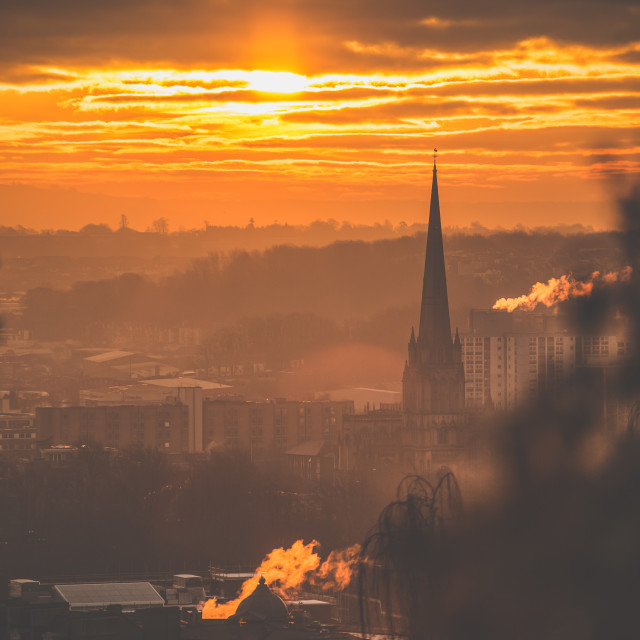 "Sunrise over Bristol" by Pete Griffiths - £10.00 "Sunrise over Bristol" stock image
