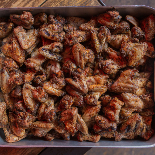 "Smoked Chicken Wings" by Pete Griffiths - £10.00 "Smoked Chicken Wings" stock image