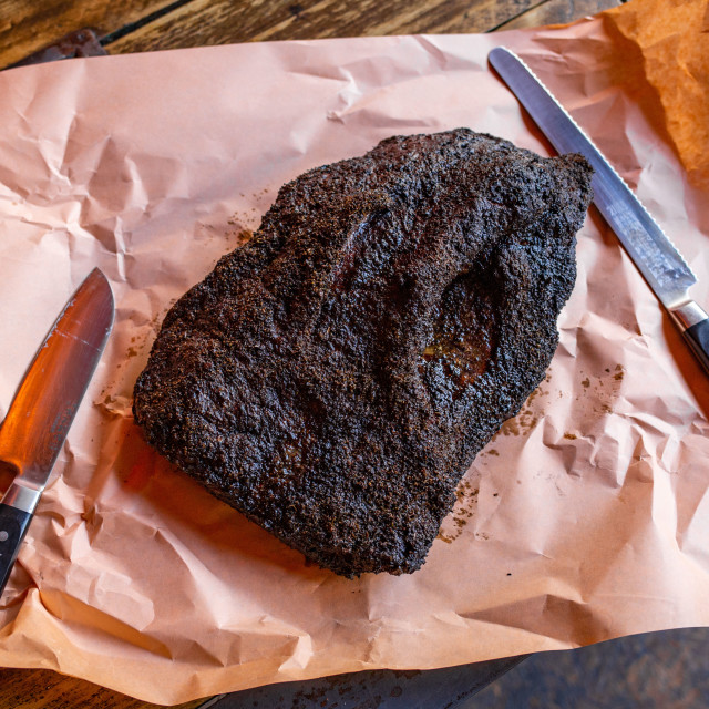 "Slow Smoked Beef Brisket" by Pete Griffiths - £10.00 "Slow Smoked Beef Brisket" stock image