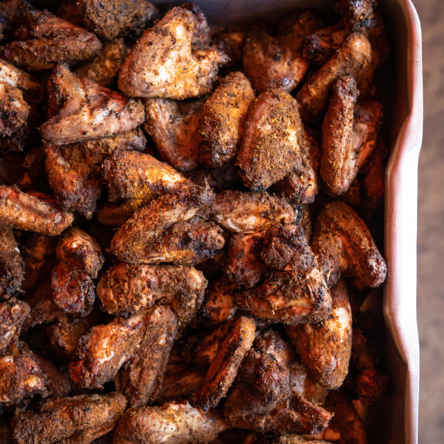 "Slow Smoked Chicken WIngs" by Pete Griffiths - £10.00 "Slow Smoked Chicken WIngs" stock image