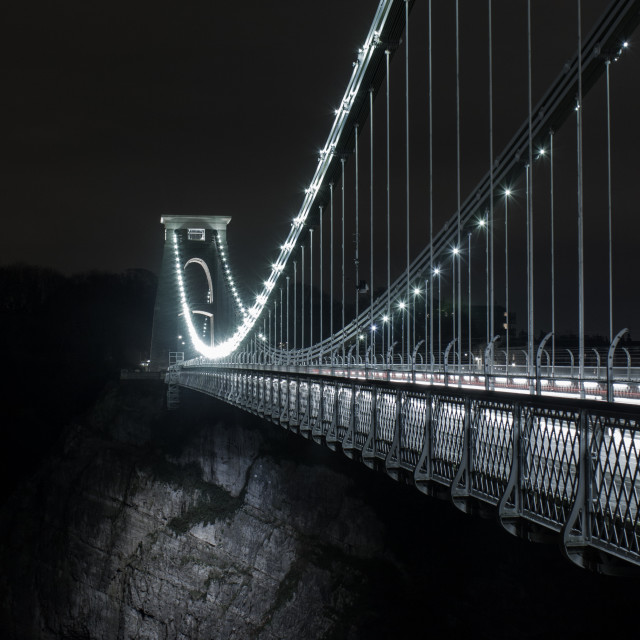 "Clifton Suspension Bridge at night" by Pete Griffiths - £10.00 "Clifton Suspension Bridge at night" stock image