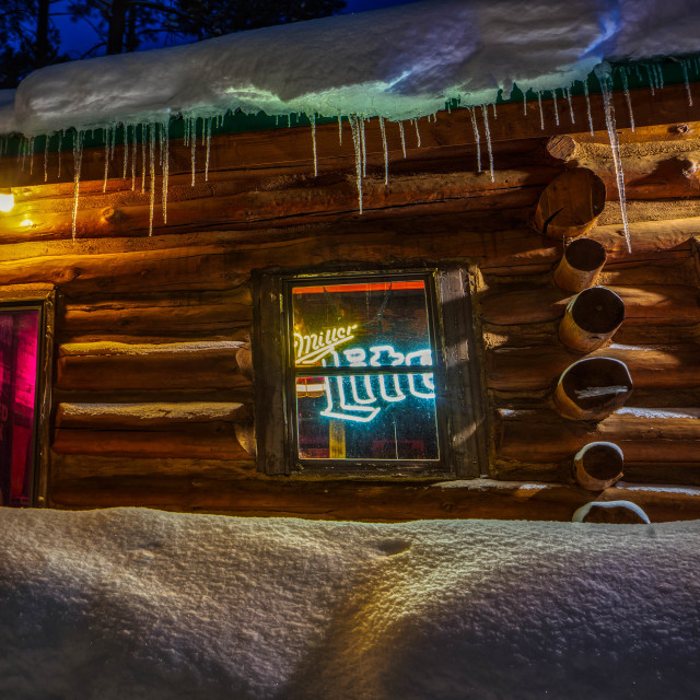 "Snow Beer Sign" by Chuck Taylor - £83.00 "Snow Beer Sign" stock image