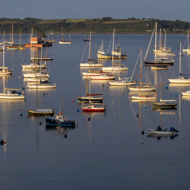 "Boats in Falmouth Harbour" by Bobb Strongman - £20.00 "Boats in Falmouth Harbour" stock image