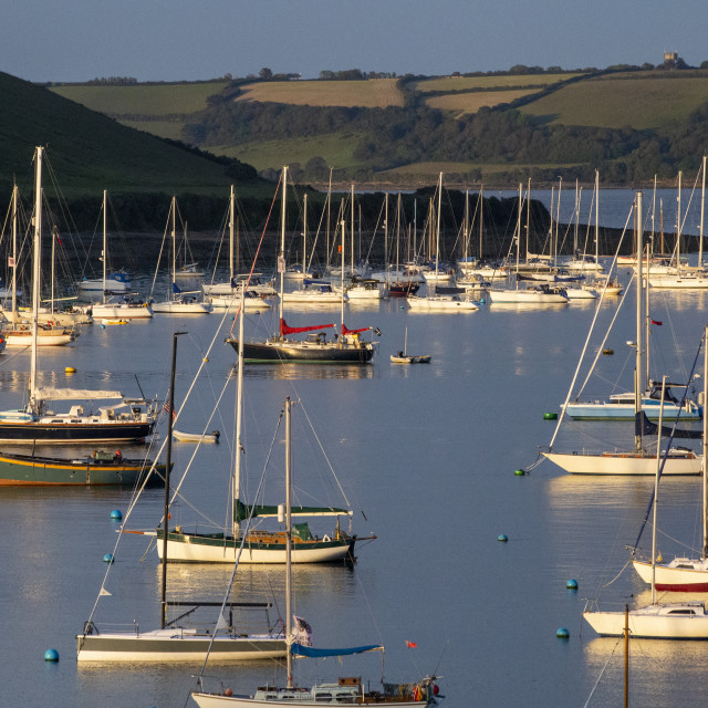 "Boats in Falmouth Harbour" by Bobb Strongman - £20.00 "Boats in Falmouth Harbour" stock image