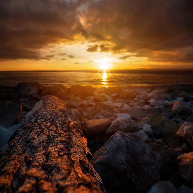 "Sunset over Clevedon Sea Wall" by Pete Griffiths - £10.00 "Sunset over Clevedon Sea Wall" stock image