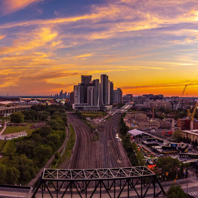 "180 Pano of Fort York and Bathurst Bridge" stock image