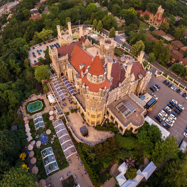 "Casa Loma Drone Shot Evening 9x9 Pano" stock image