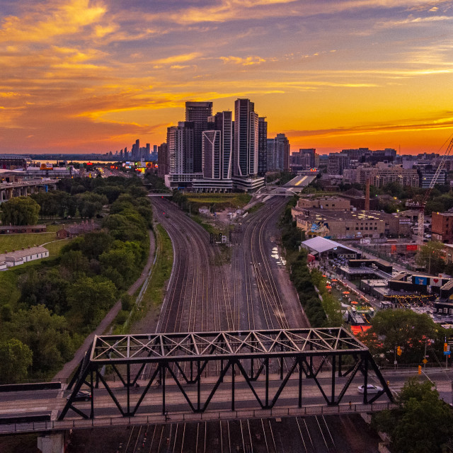 "Fort York, Bathurst Bridge Sunset" stock image