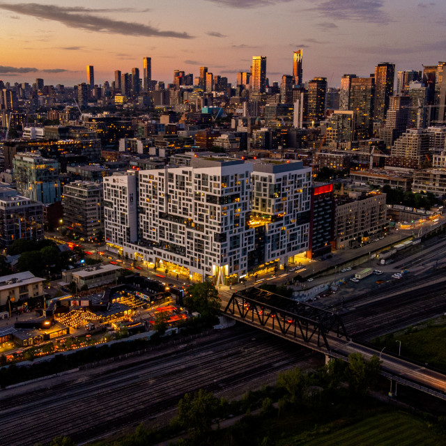 "Toronto Evening Sunset Reflections" stock image