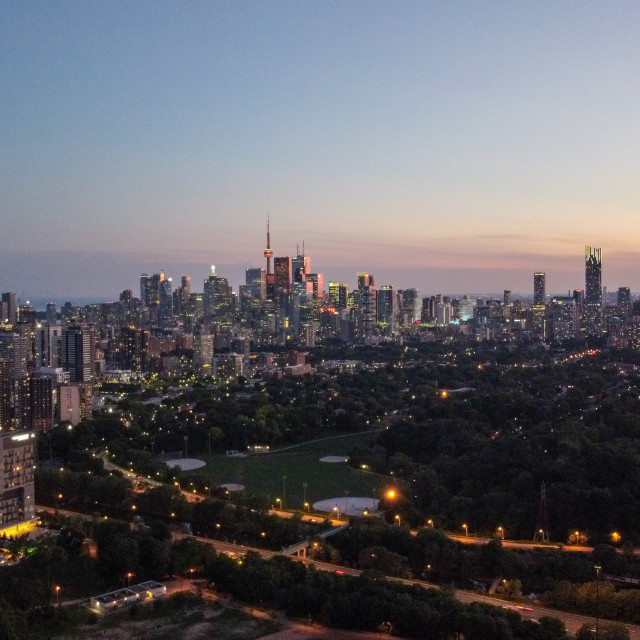 "Toronto from Riverdale East Park Sundown" stock image