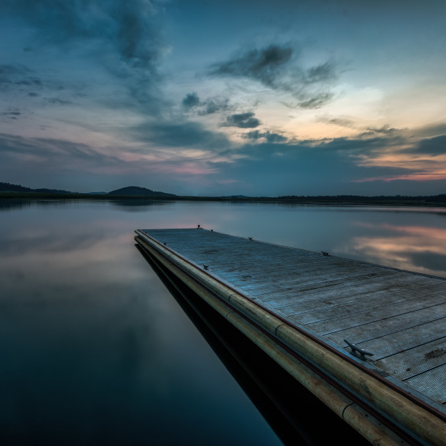 "Big Lake and Dock" by Chuck Taylor - £33.00 "Big Lake and Dock" stock image