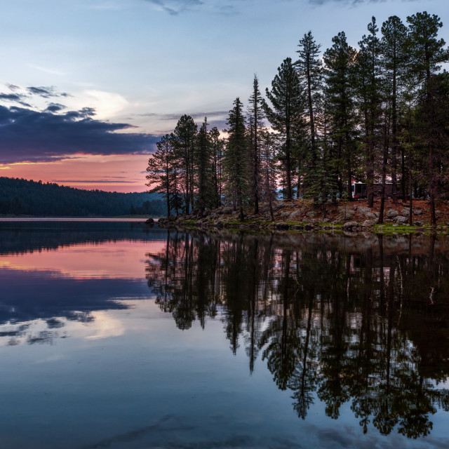 "Camping on the Lake" by Chuck Taylor - £33.00 "Camping on the Lake" stock image
