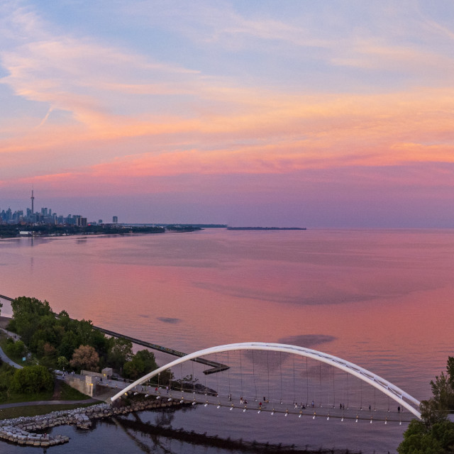 "Pano of Humber Bar Arch Bridge View of Toronto" stock image