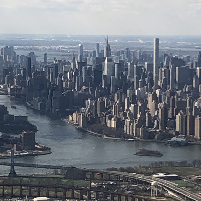 "Overlooking Manhattan from above" stock image