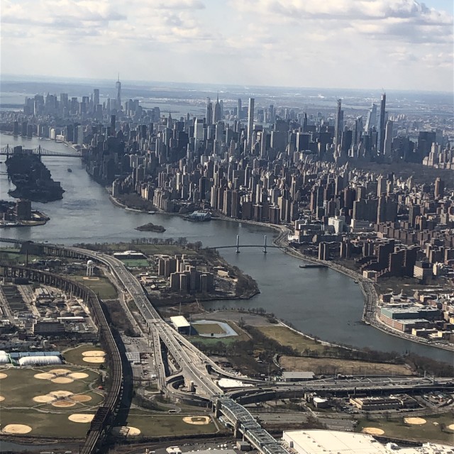 "Looking down the East River from above" by Aaron M Thompson PHOTO - $22.80 "Looking down the East River from above" stock image