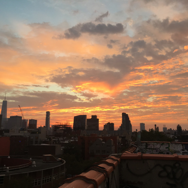 "Lower Manhattan sunset #2" by Aaron M Thompson PHOTO - $22.80 "Lower Manhattan sunset #2" stock image