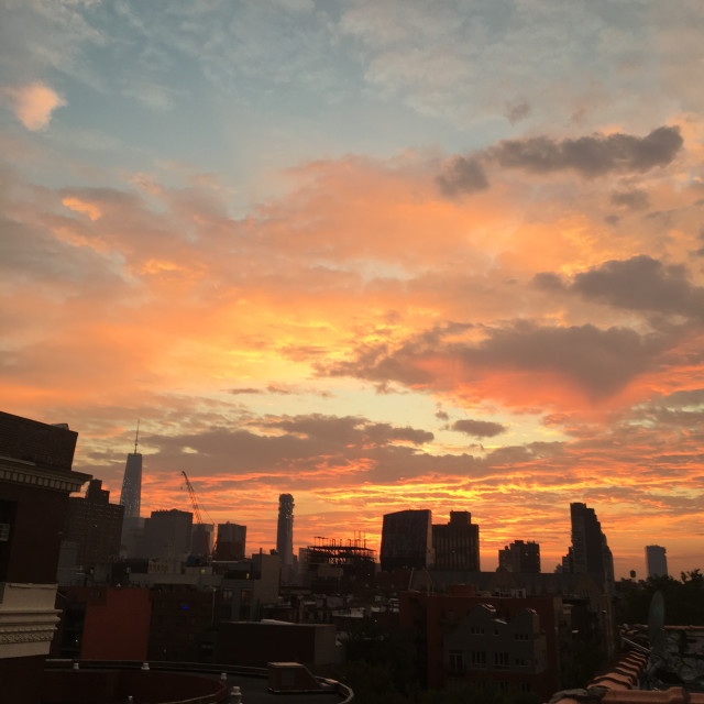 "Painted sunset Lower East side, NYC" stock image