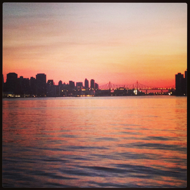 "New York Harbor sunset" stock image