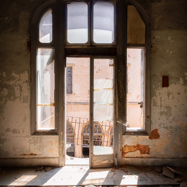 "Sunlight Window Reflection Abandoned Palace in Beirut" by Roman Robroek - $30.80 "Sunlight Window Reflection Abandoned Palace in Beirut" stock image