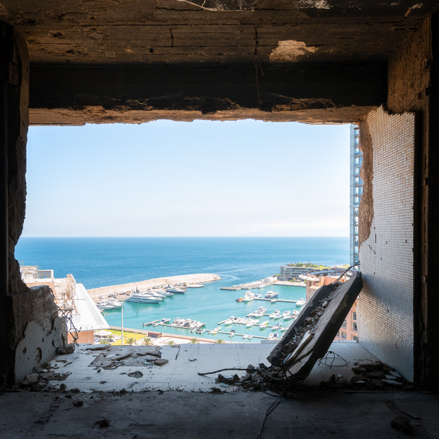 "Broken Balcony of Holiday Inn Hotel in Beirut" by Roman Robroek - $30.80 "Broken Balcony of Holiday Inn Hotel in Beirut" stock image