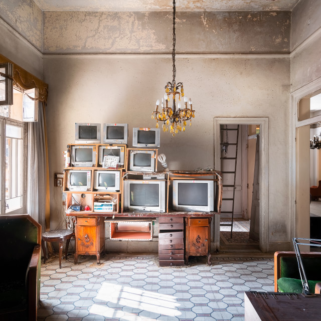 "Televisions Stored in a Room in an Abandoned Building" by Roman Robroek - $30.80 "Televisions Stored in a Room in an Abandoned Building" stock image