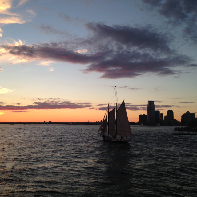 "New York Harbor Sailing" stock image