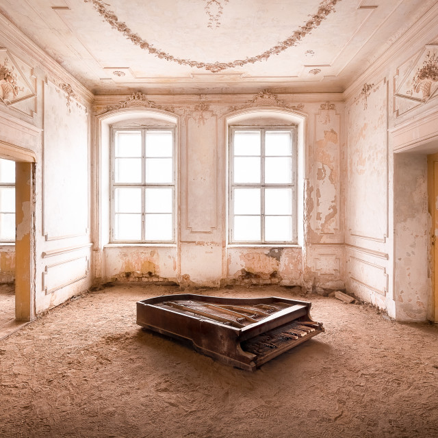 "Piano in Abandoned Palace" by Roman Robroek - $30.80 "Piano in Abandoned Palace" stock image