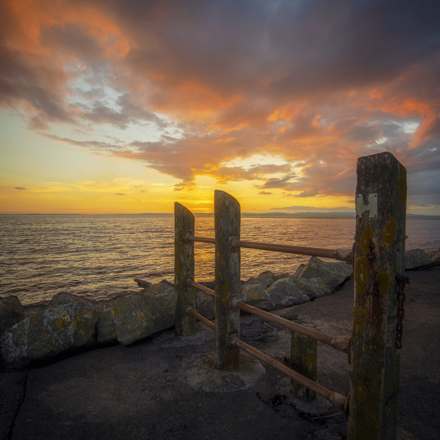 "Clevedon Sea Walls Sunset" by Pete Griffiths - £10.00 "Clevedon Sea Walls Sunset" stock image