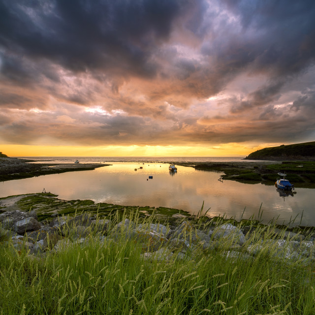 "Sunset over Clevedon Pill" by Pete Griffiths - £10.00 "Sunset over Clevedon Pill" stock image