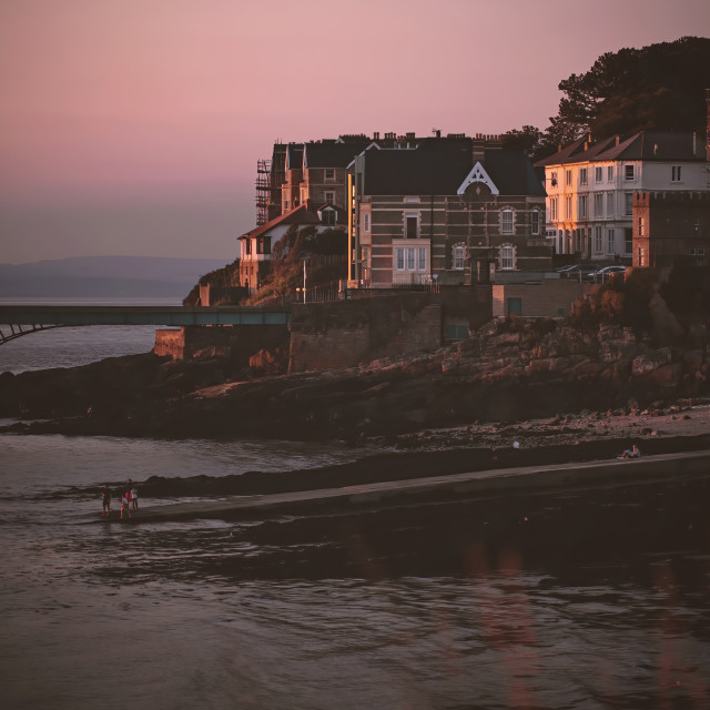 "Clevedon at Sunset" by Pete Griffiths - £10.00 "Clevedon at Sunset" stock image