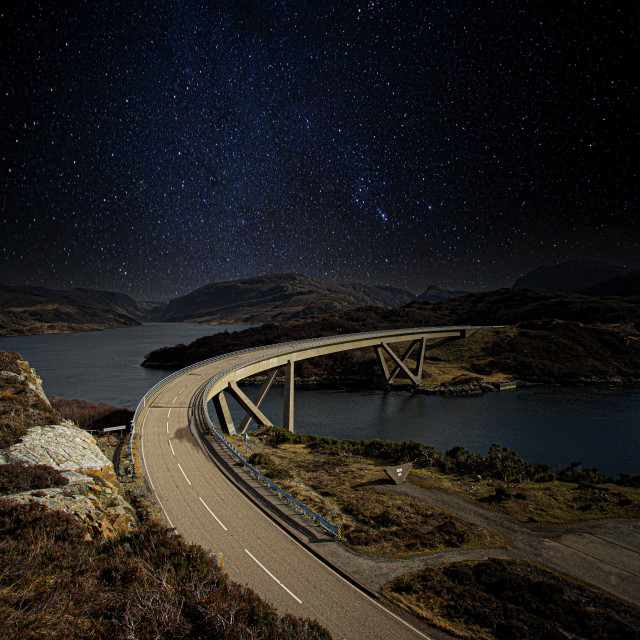 "Kylesku Bridge, Under the Stars" by John McGowan - £15.00 "Kylesku Bridge, Under the Stars" stock image