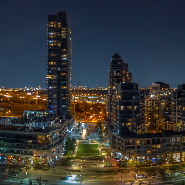 "Pano of Humber Bay Shores at Night from Drone" stock image