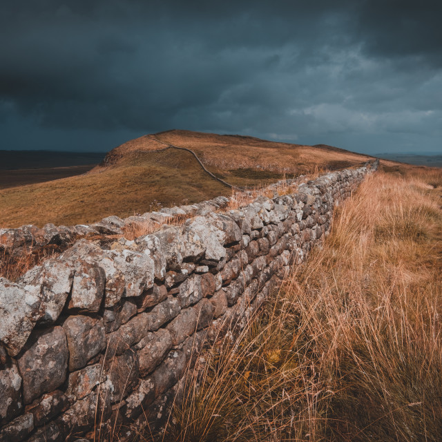 "A dark and stormy afternoon at Hadrian's Wall" stock image