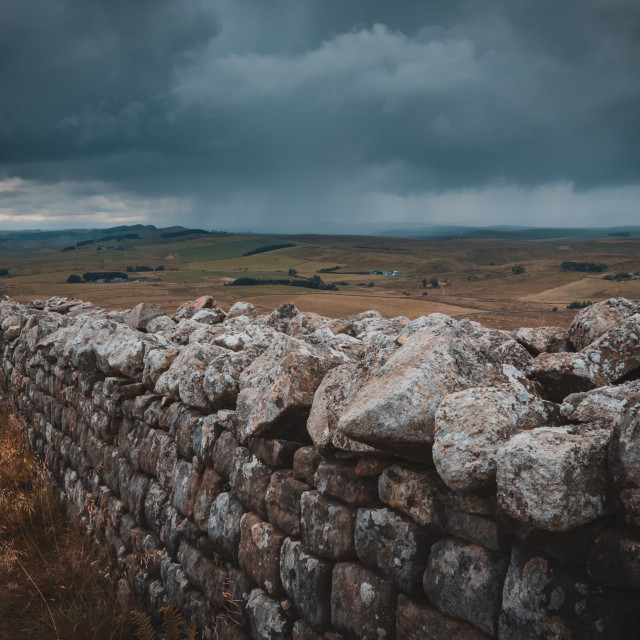 "A rain-soaked afternoon at Hadrian's Wall, Northumberland" stock image