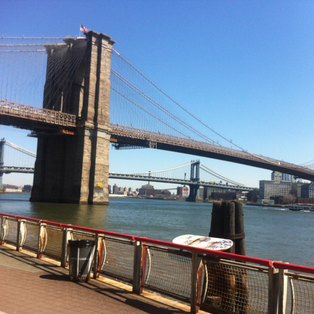 "Two Bridges- East River, NYC" by Aaron M Thompson PHOTO - $22.80 "Two Bridges- East River, NYC" stock image